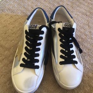 Silver and blue Golden Gooses